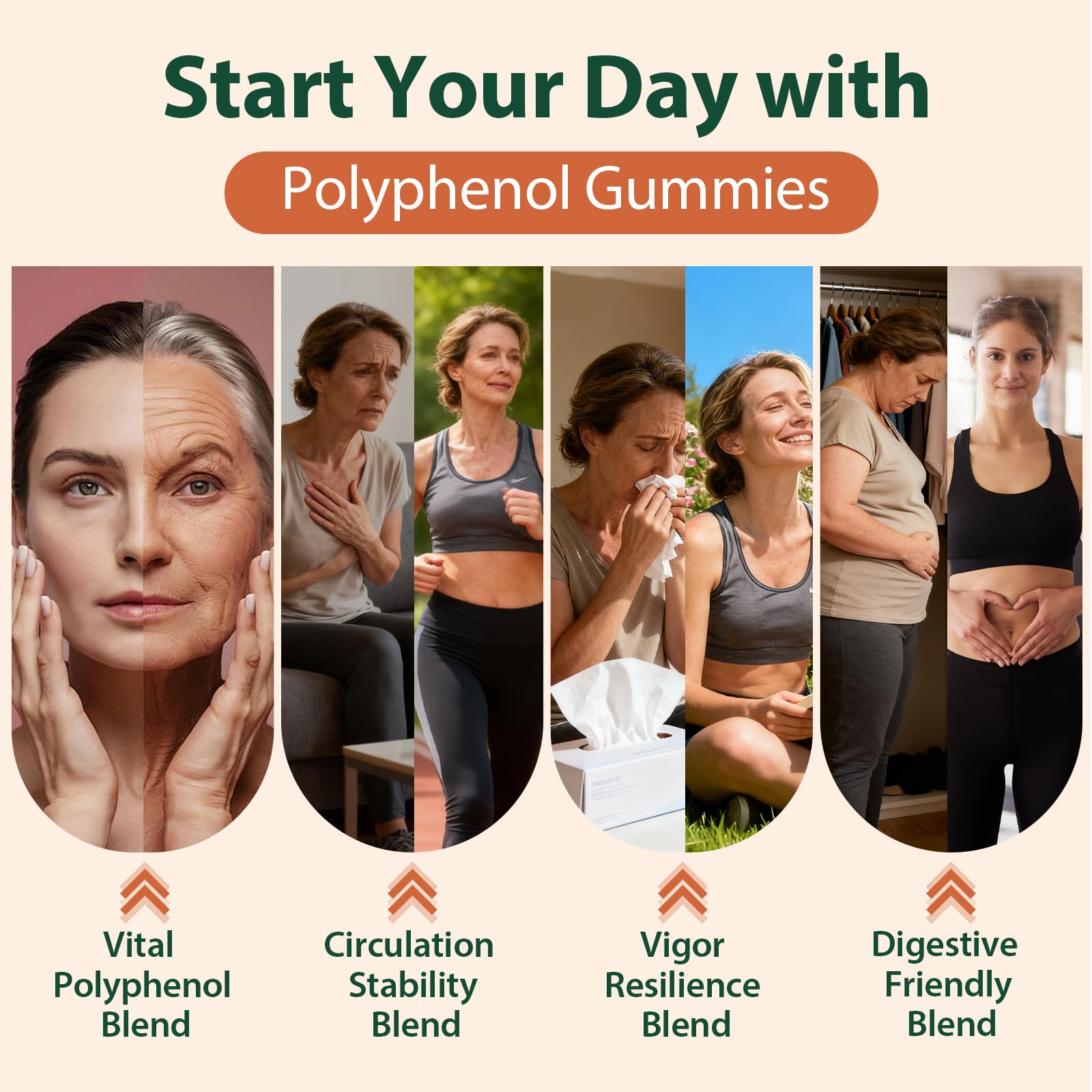 Nepeolithia Polyphenol Gummies in bowl suggests easy daily habit.