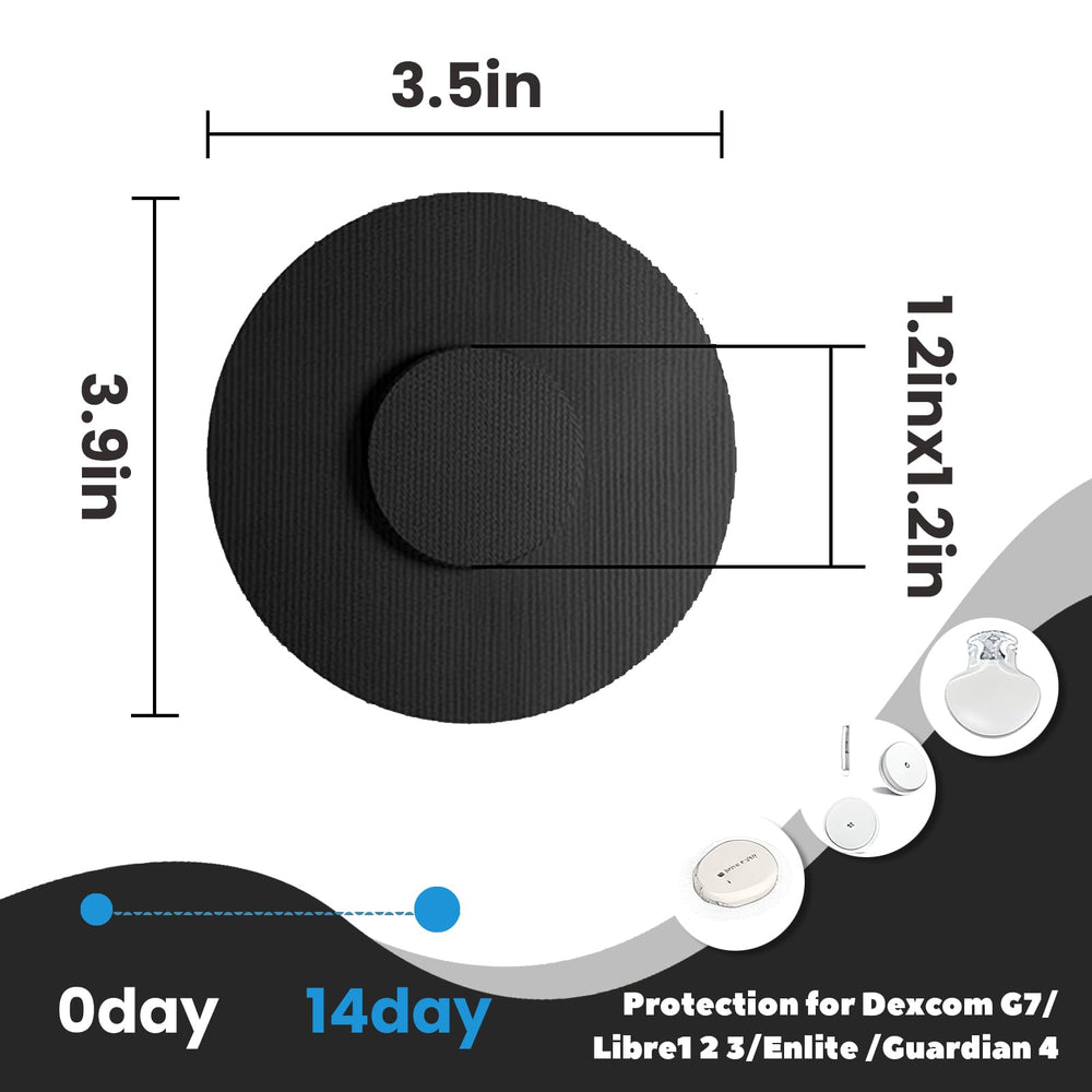 Parche CGM Nepia negro, resistente al sudor para Dexcom y Libre.