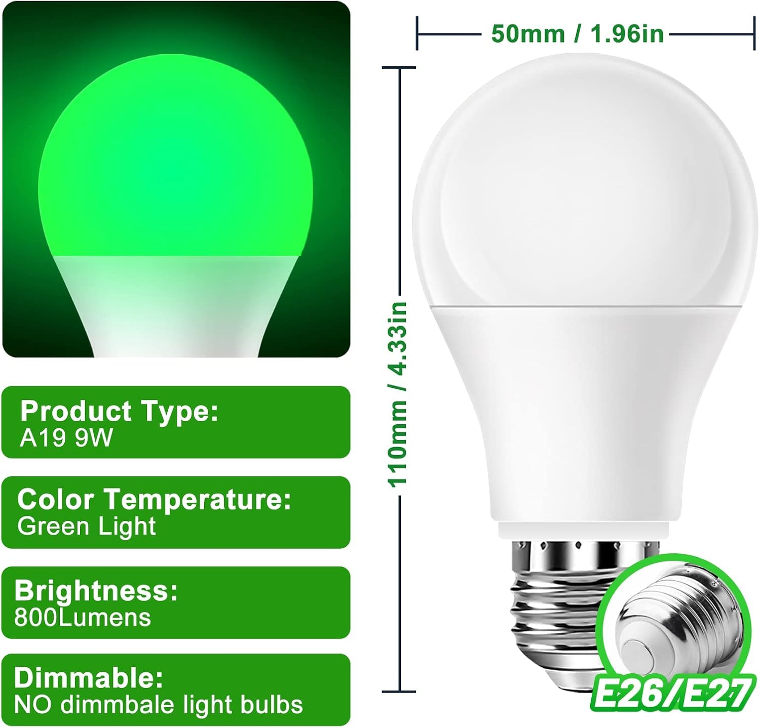 Neporal full-spectrum green light bulb shown in a cozy room for relaxation.