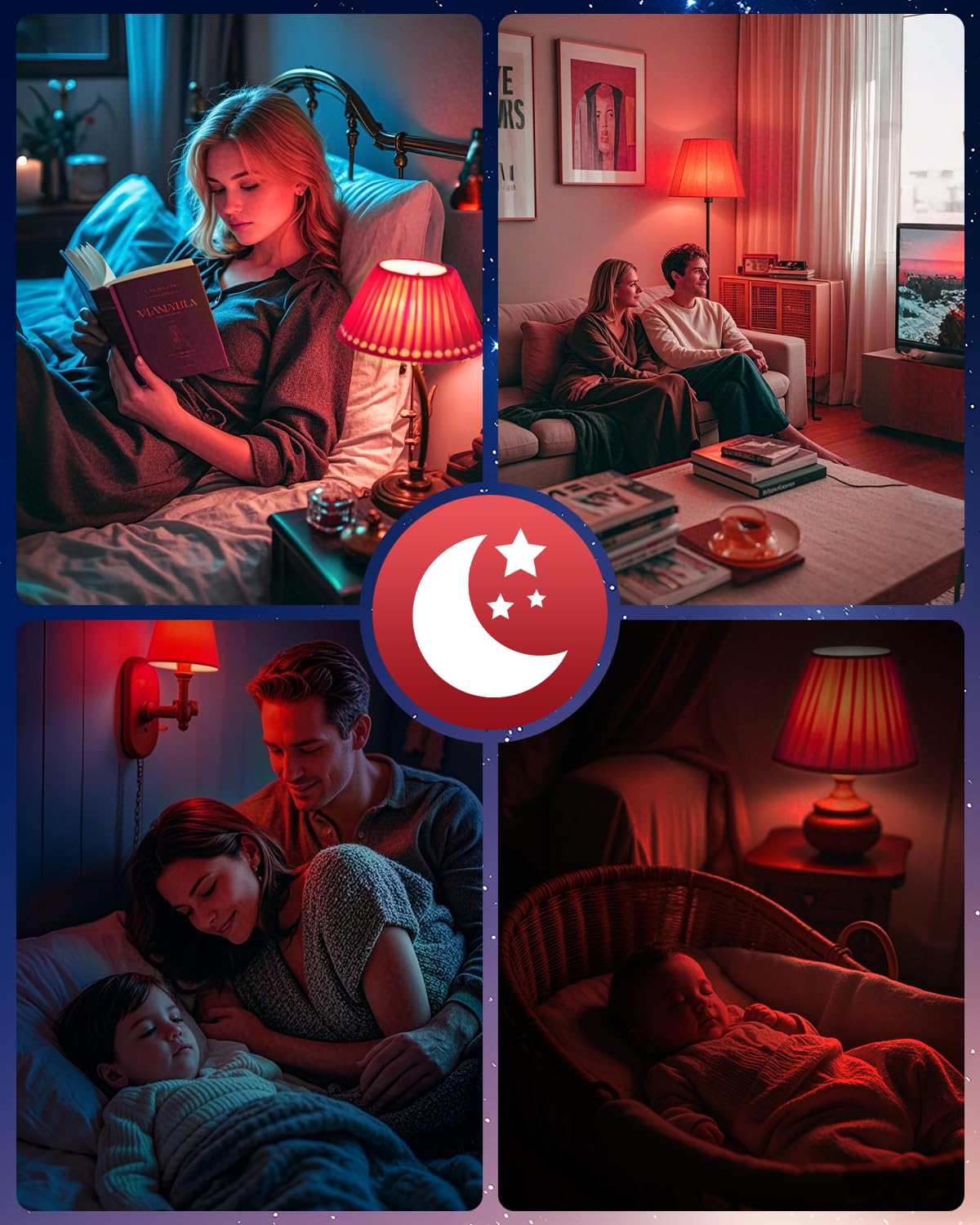 Neporal six-pack red sleep light bulbs ideal for multi-room setup.