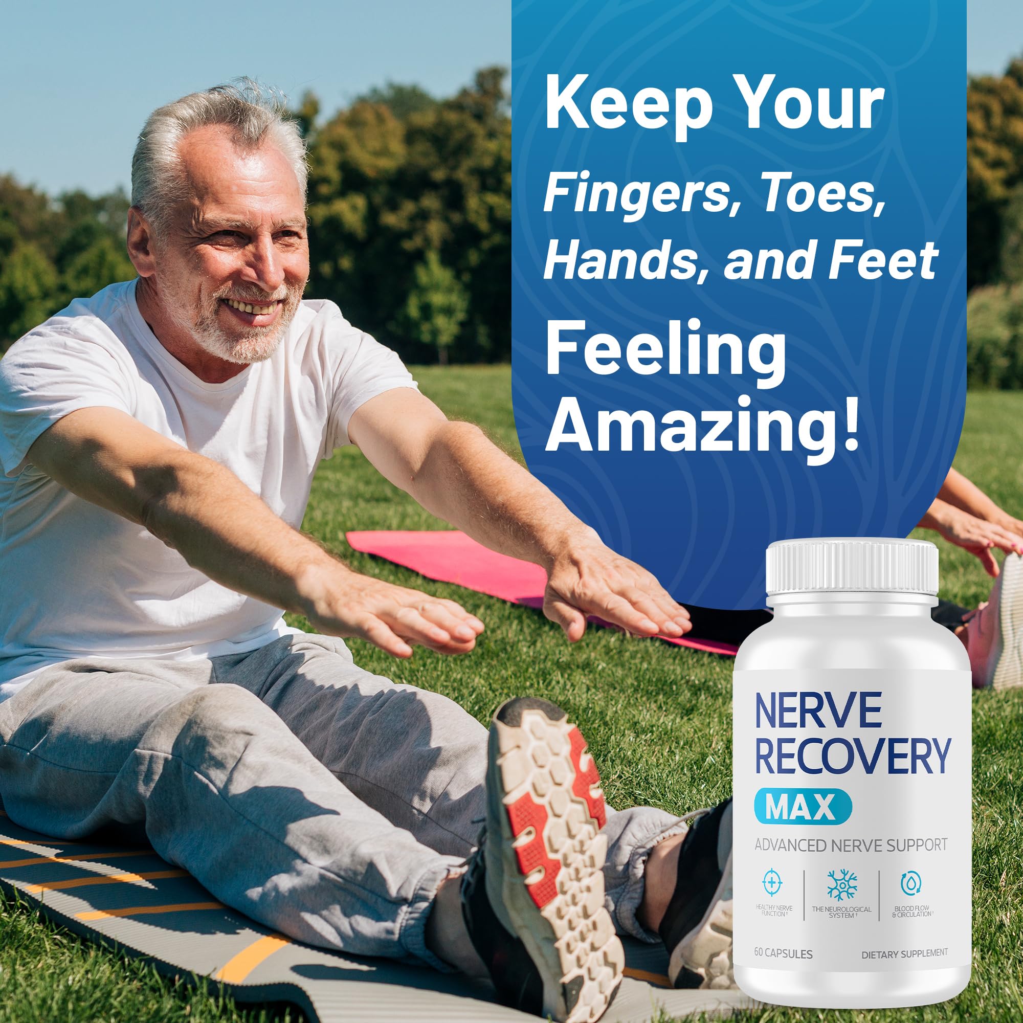 Nerve Recovery Max capsules closeup ready for daily routine and energy.