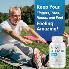 Nerve Recovery Max capsules closeup ready for daily routine and energy.