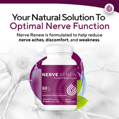 NERVE RENEW label closeup highlighting premium formulation.