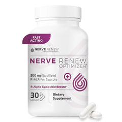 NERVE RENEW Optimizer bottle close-up for daily nerve support.