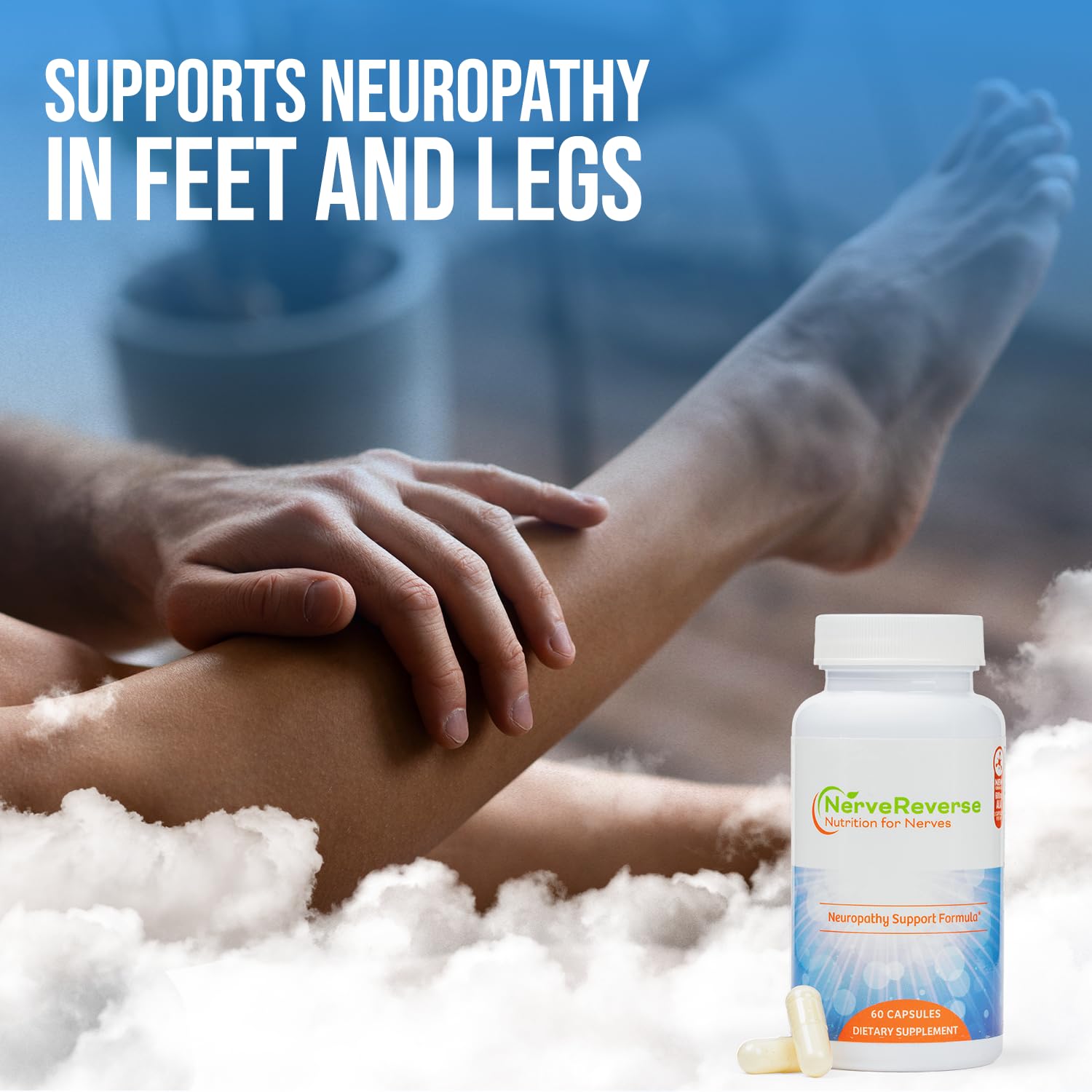 NerveReverse benfotiamine capsule detail underscoring extra-strength formula