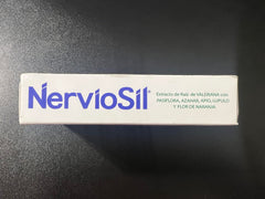 NervioSil label closeup with product name and benefits.