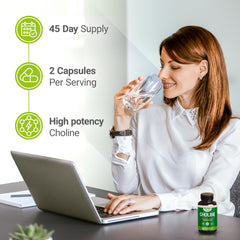 Nested Naturals Choline Bitartrate bottle label, emphasizing vegan and non GMO quality.