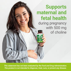 Nested Naturals Choline Bitartrate label view; vegan, non-GMO formula for clean supplementation.
