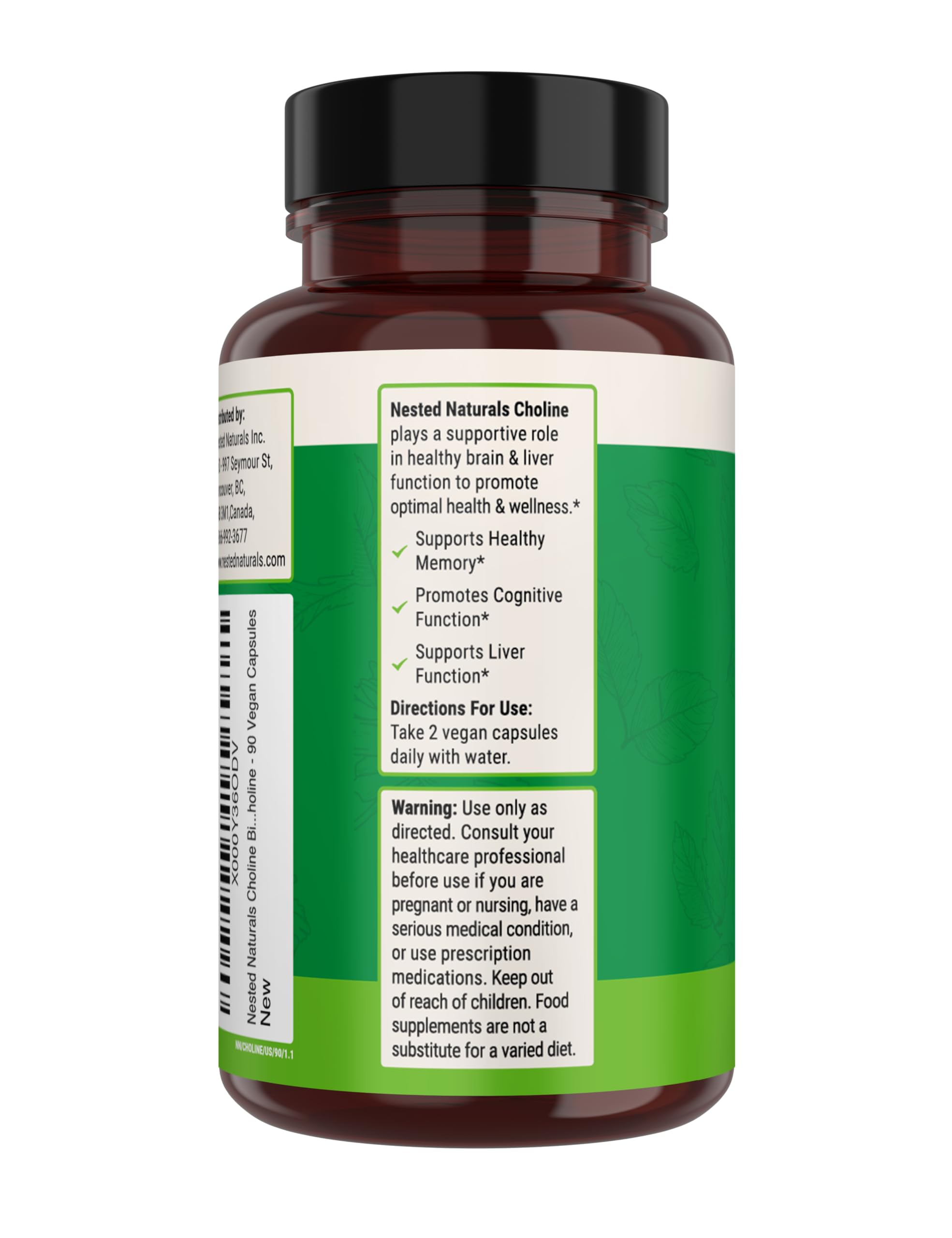 Nested Naturals Choline Bitartrate prenatal-use; may support prenatal health considerations.