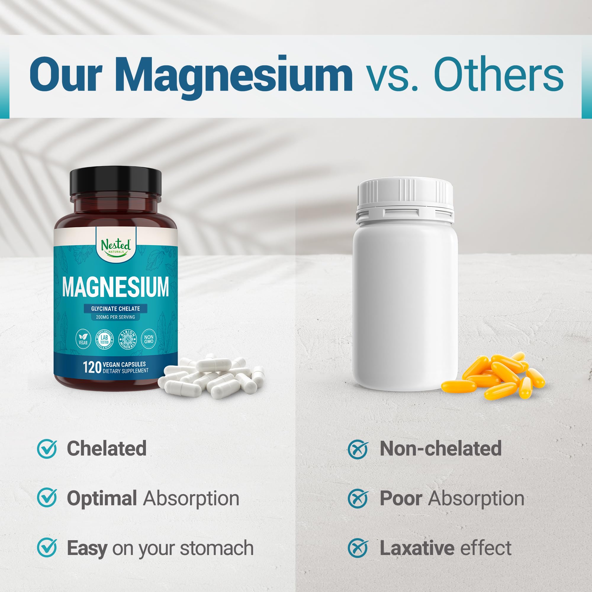 Nested Naturals magnesium glycinate relaxation scene suggests easing muscle tension