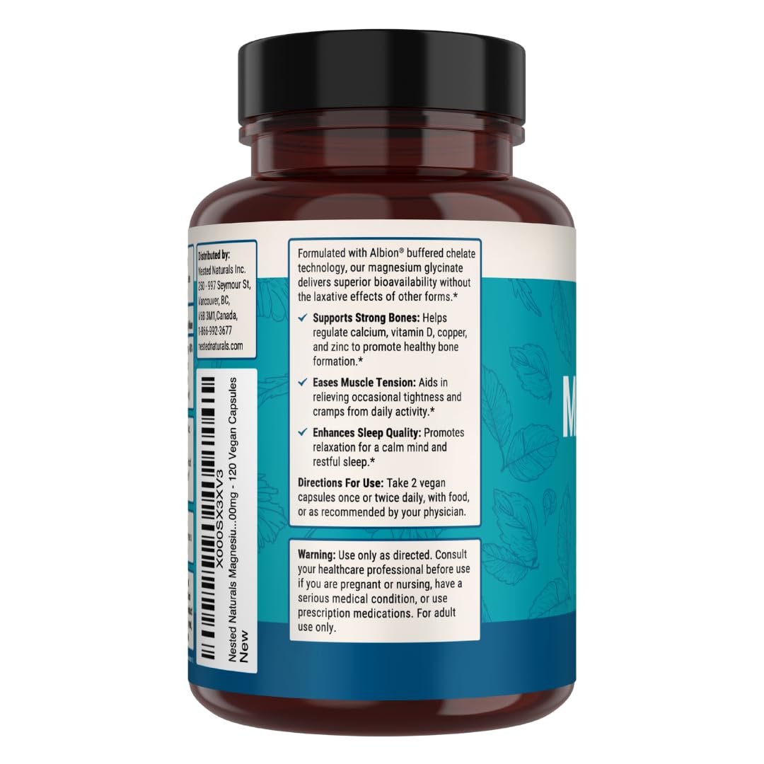 Nested Naturals magnesium glycinate sleep scene conveys calmer nights and recovery