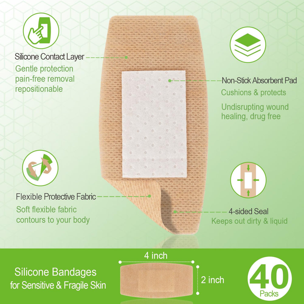 NeuHeils 2x4 inch bandage visible on small cut, protective cushioning