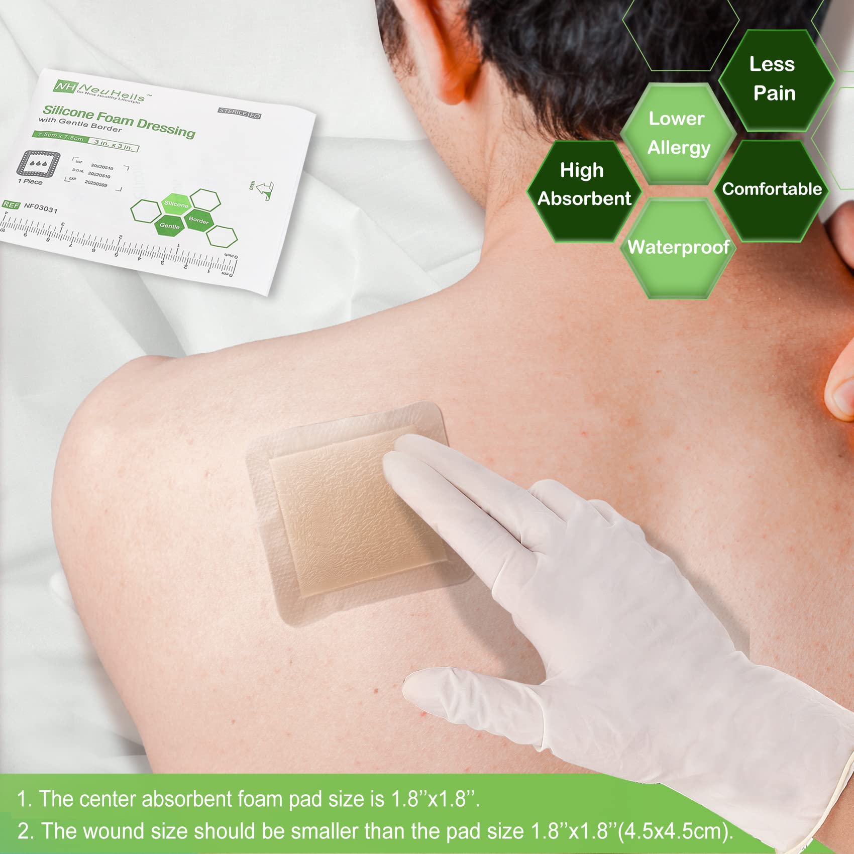 NeuHeils silicone contact layer closeup low trauma skin contact during changes
