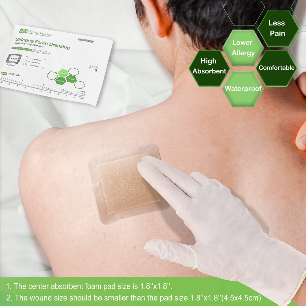NeuHeils silicone contact layer closeup low trauma skin contact during changes