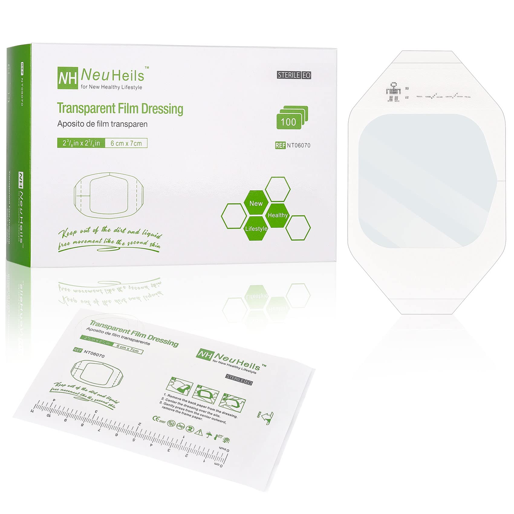 NeuHeils transparent film dressing shows wound clearly while remaining breathable.