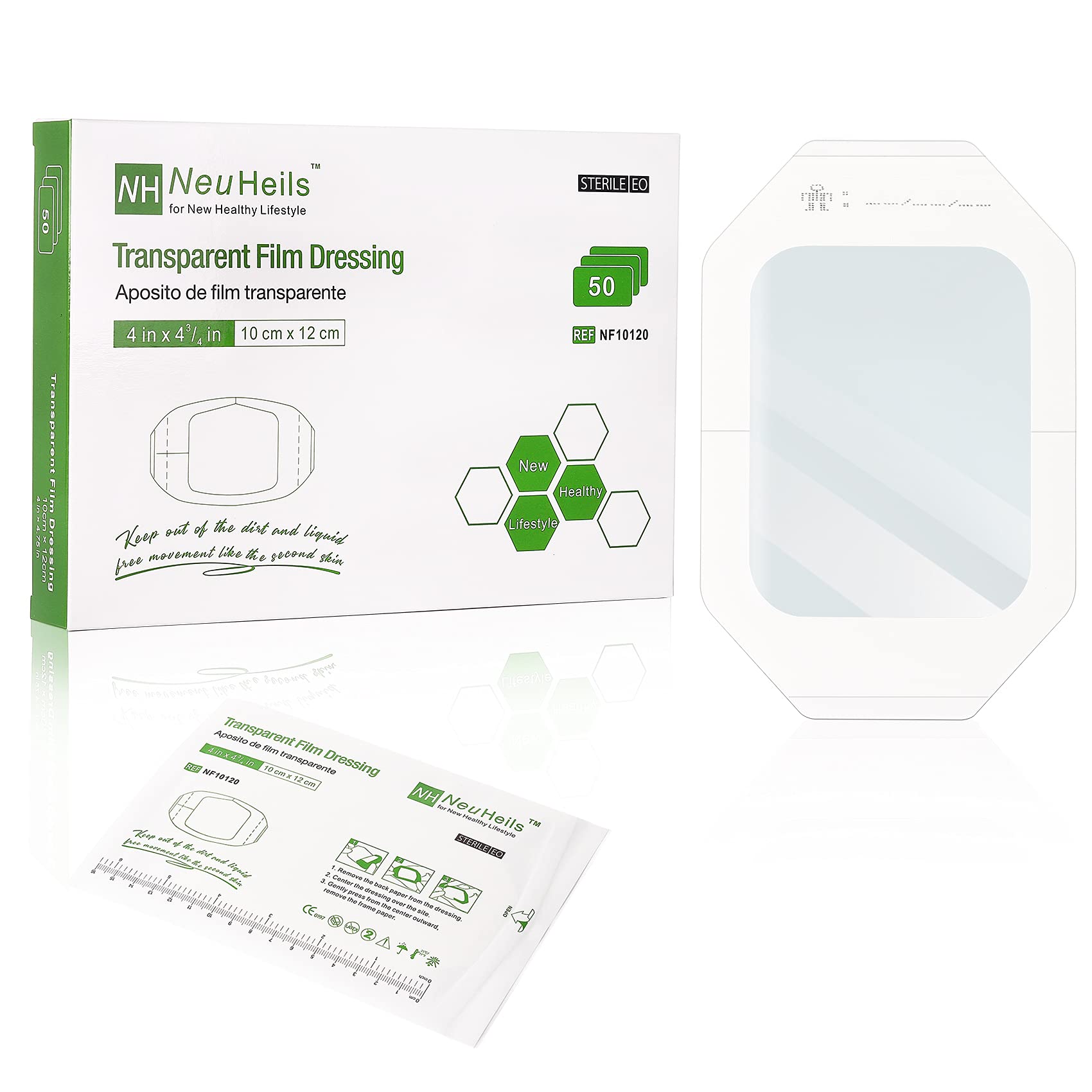 NEUHEILS transparent film dressing offers clear wound coverage with breathable protection.