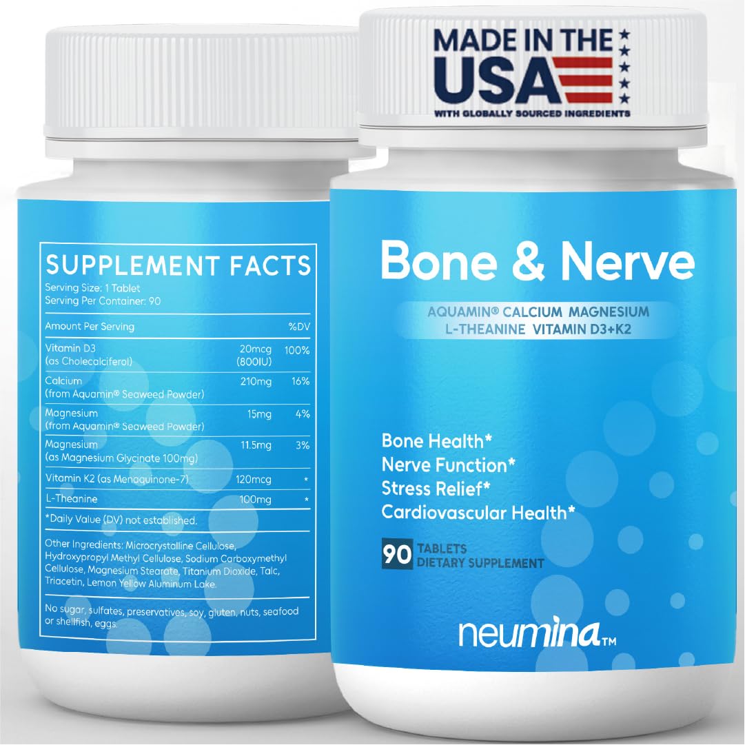 NEUMINA Bone & Nerve Complex bottle front view with vegan capsules for bone health