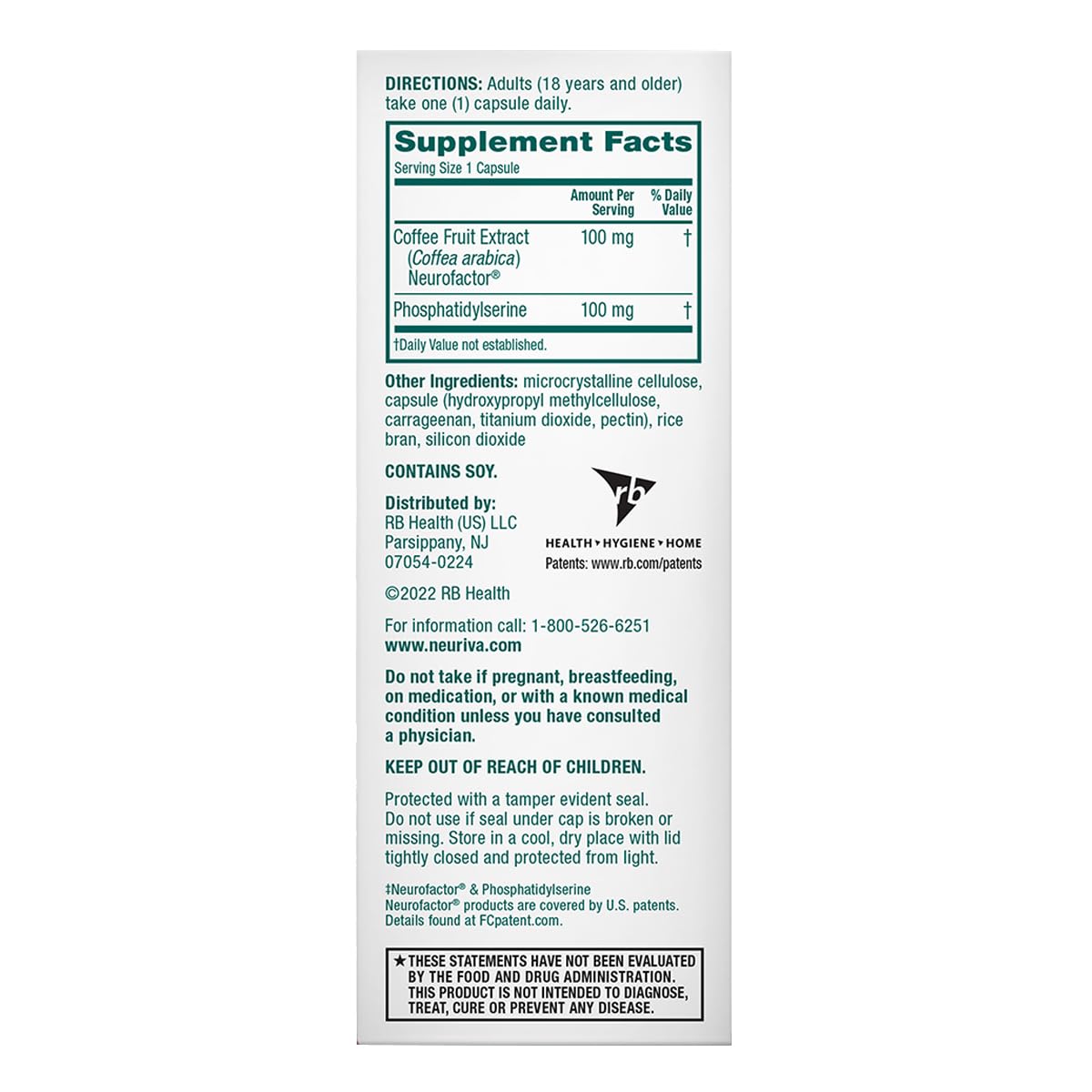 Visual reference to NeuroFactor extract used in Neuriva Original.