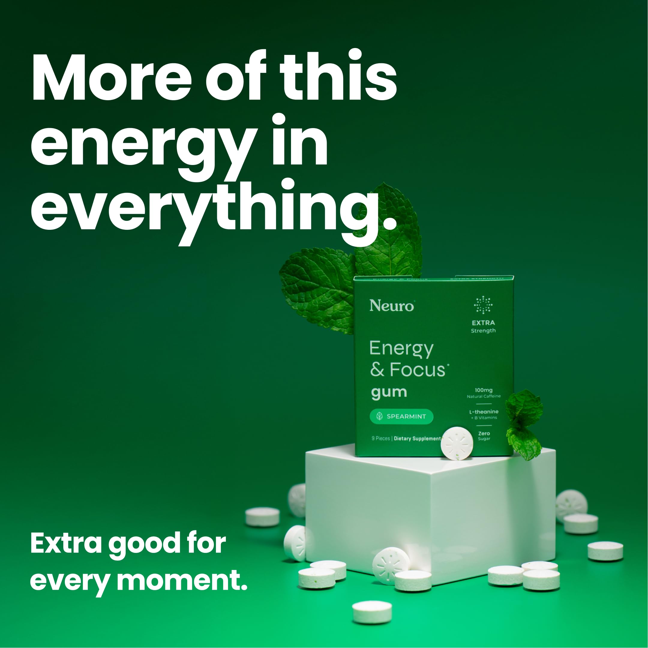 Pre-workout use with Neuro gum for sustained focus.