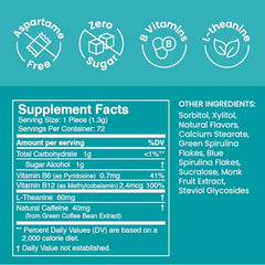 Neuro Energy Focus Gum wintergreen back panel highlights ingredients and clean energy benefits.