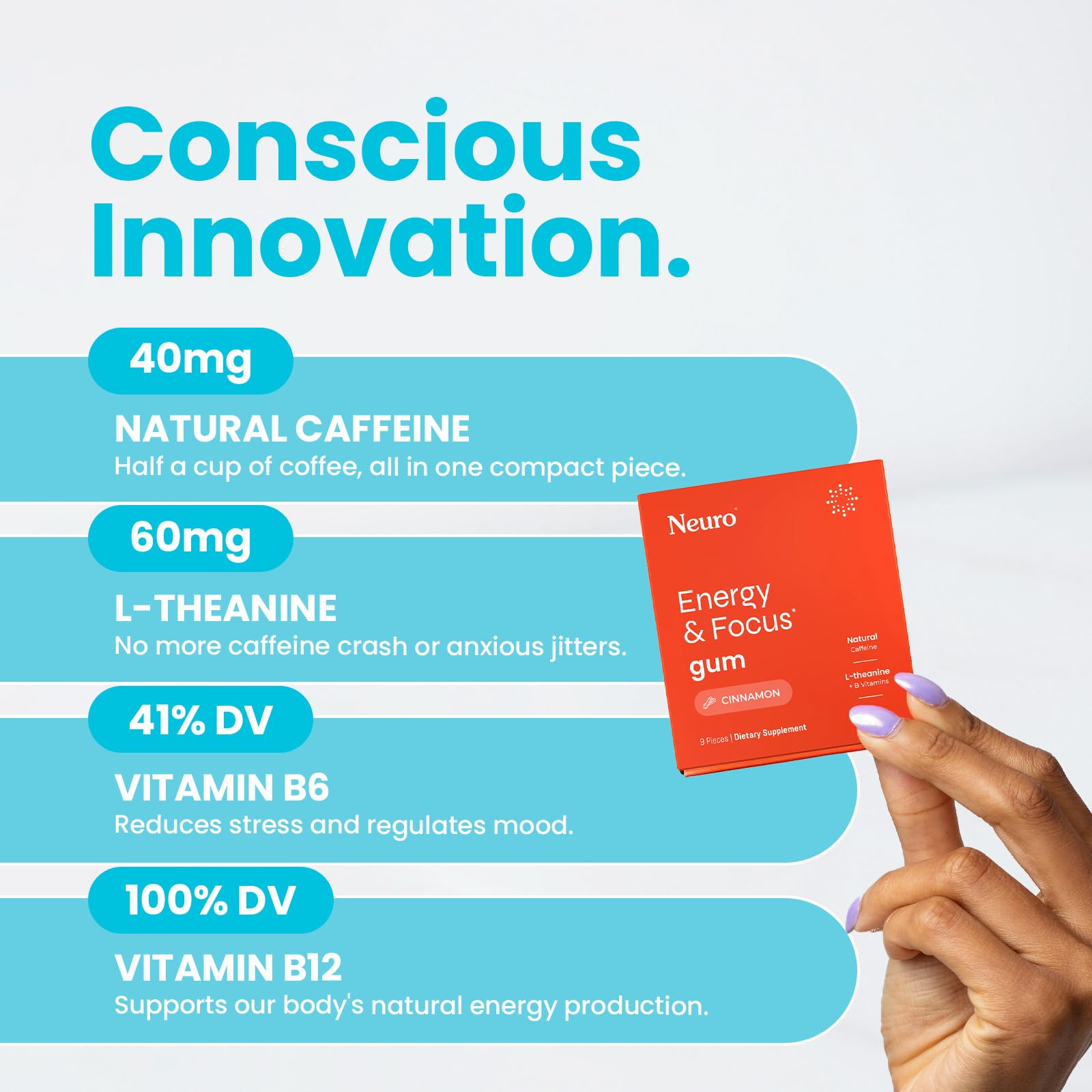 Neuro Energy & Focus Gum at desk, ideal for work or study sessions.