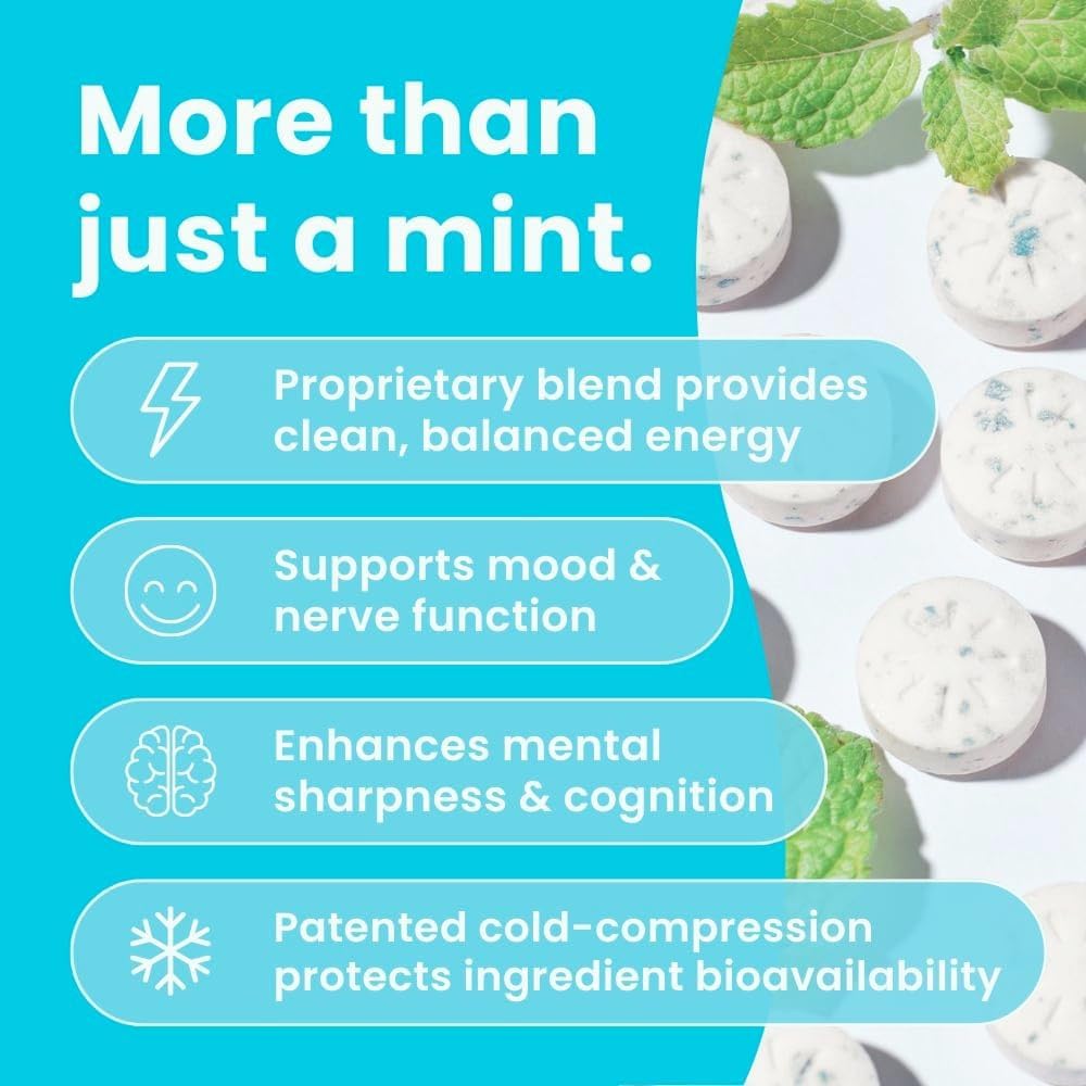 Neuro Energy & Focus Mints each-piece reveals a minty boost with 80mg caffeine