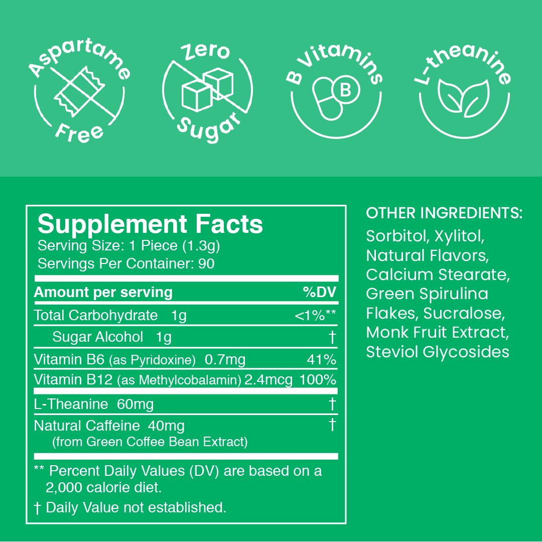 Packaging label highlights sugar-free formula and 80 mg caffeine per mint from Neuro.