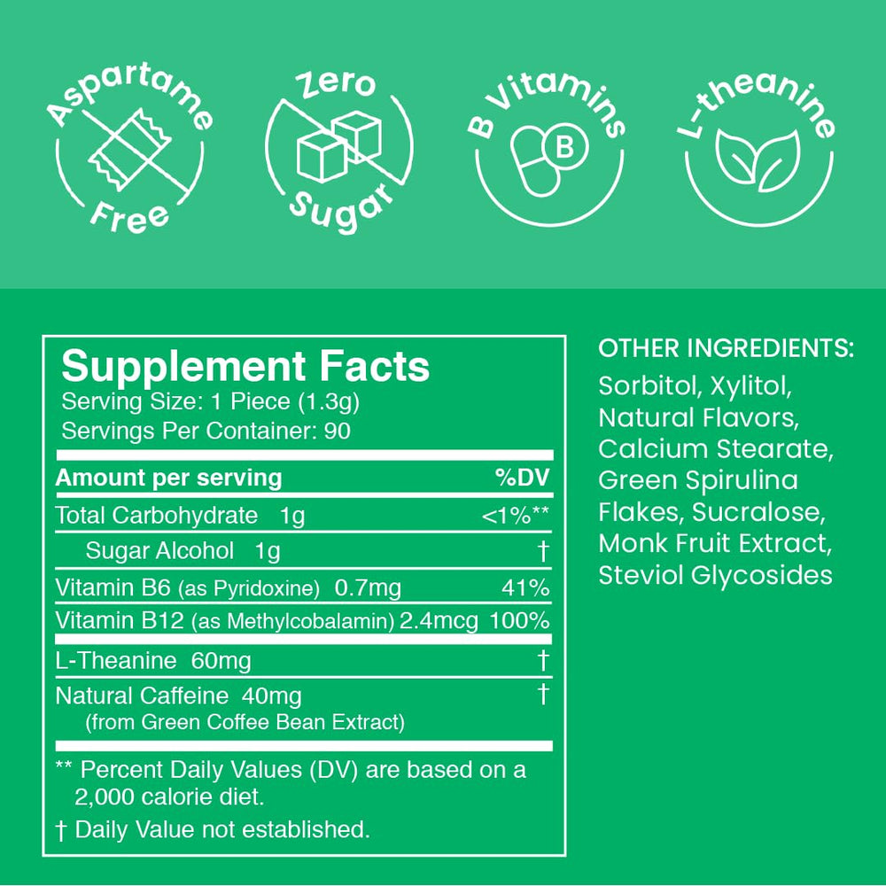 Packaging label highlights sugar-free formula and 80 mg caffeine per mint from Neuro.