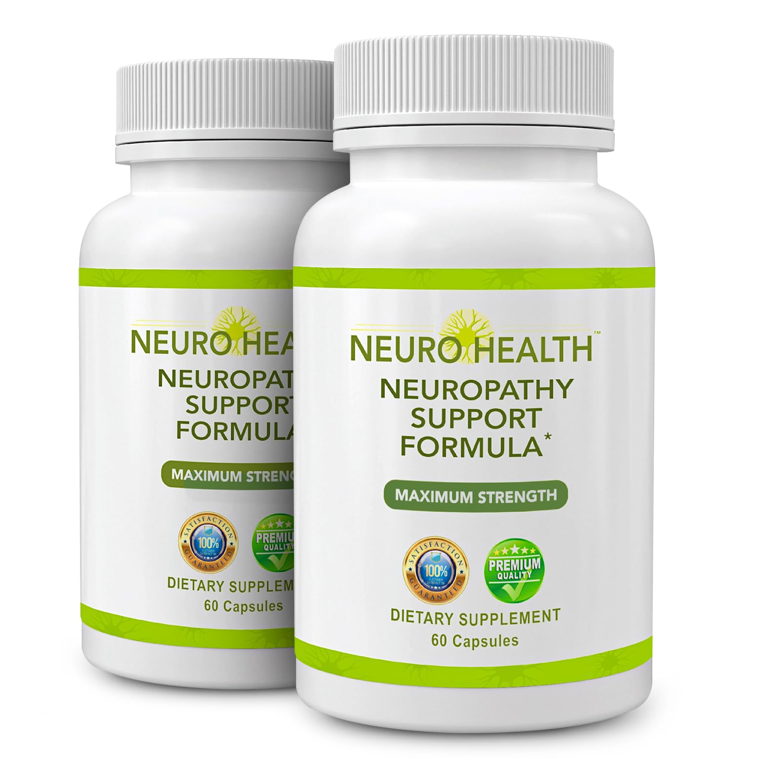 Neuro Health Nerve Support bottle close-up highlighting fast-absorbing capsules.