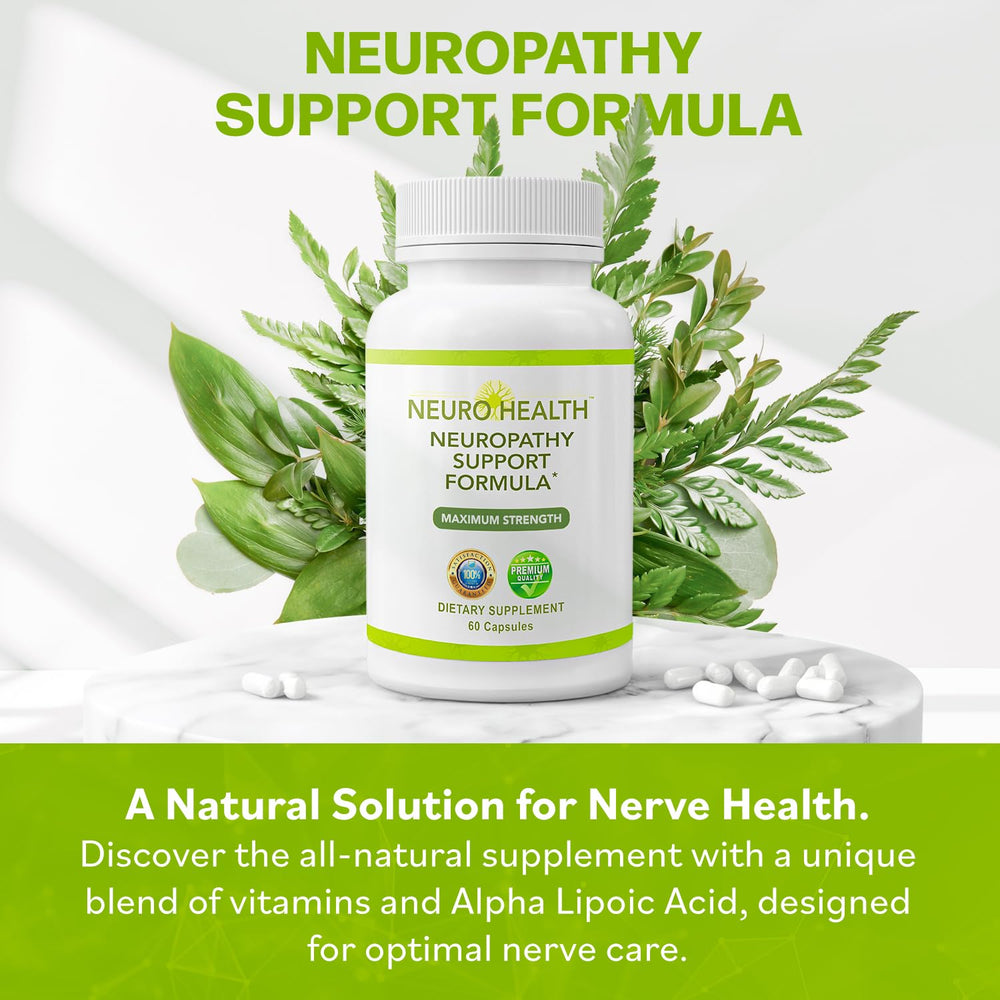 Neuro Health Nerve Support capsules pouring for daily nerve care.