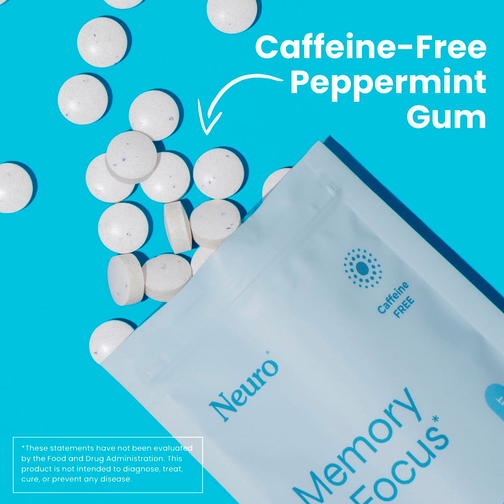 Person using Neuro Memory & Focus Gum before a meeting or study session for focus