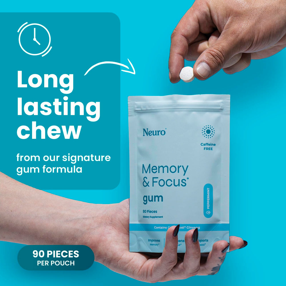 Vegan Neuro Memory & Focus Gum logo highlighting plant-based formulation