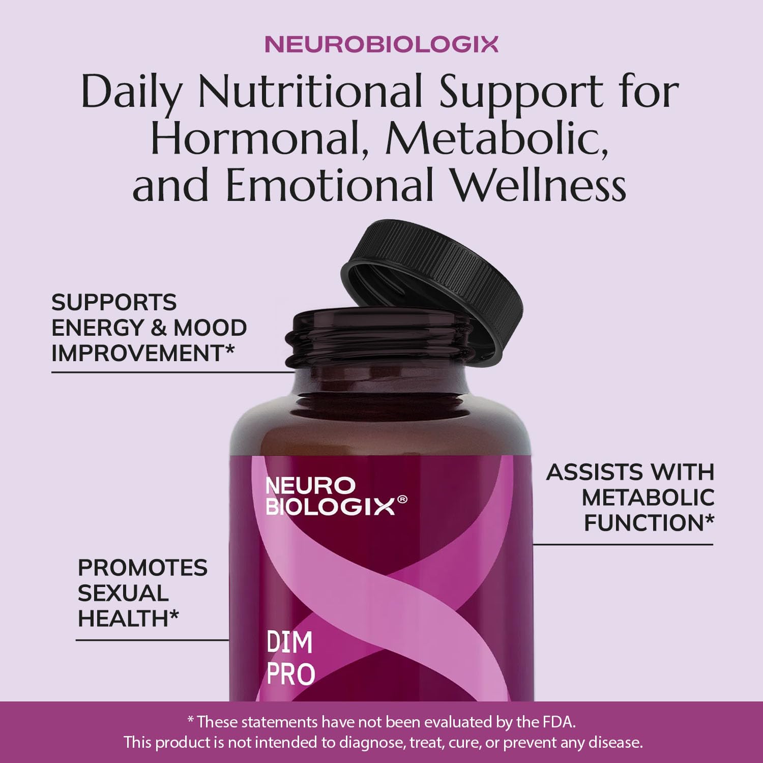 Neurobiologix DIM Pro vegetarian capsules prepared for health-conscious adults.