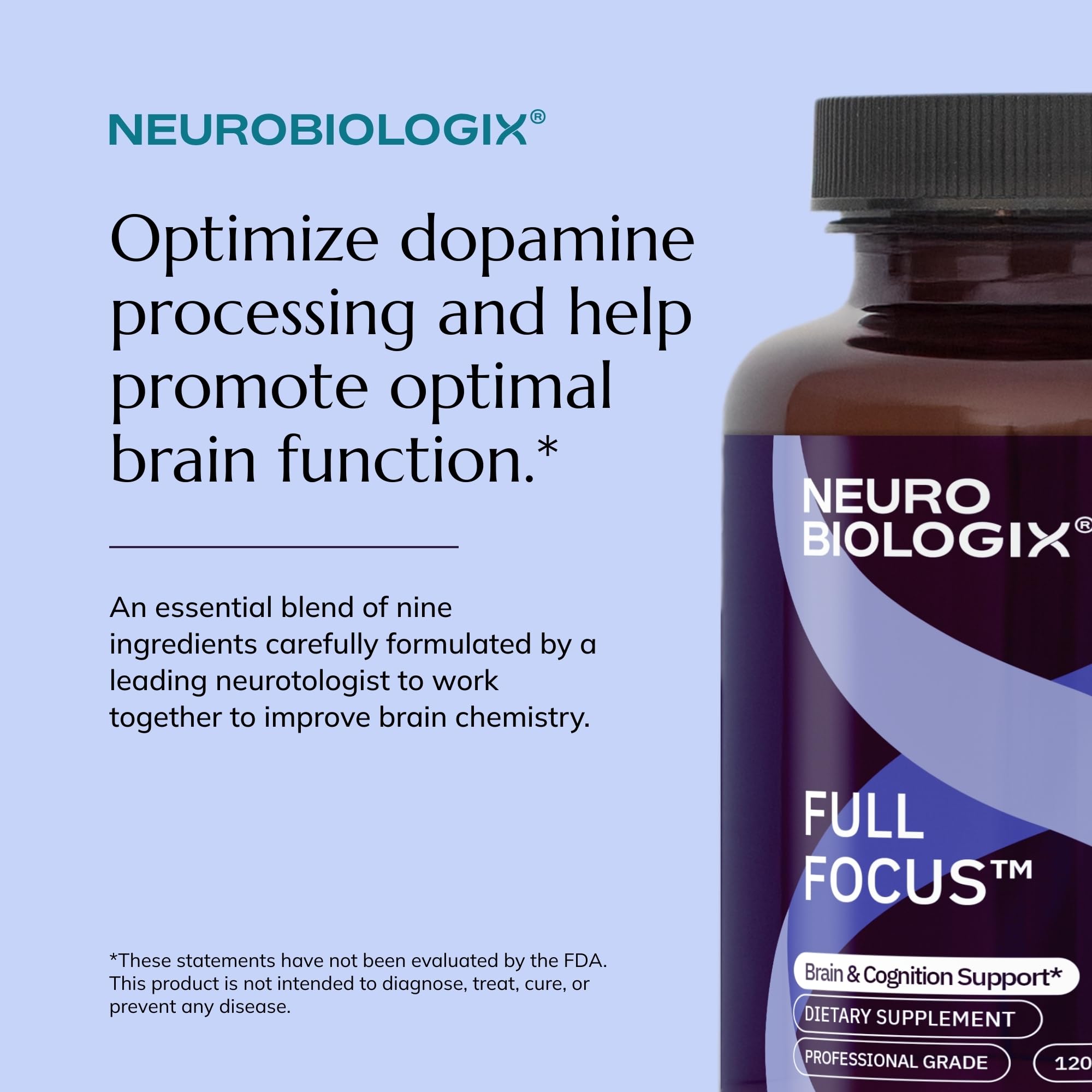 Neurobiologix Full Focus capsules poured in hand for scale.