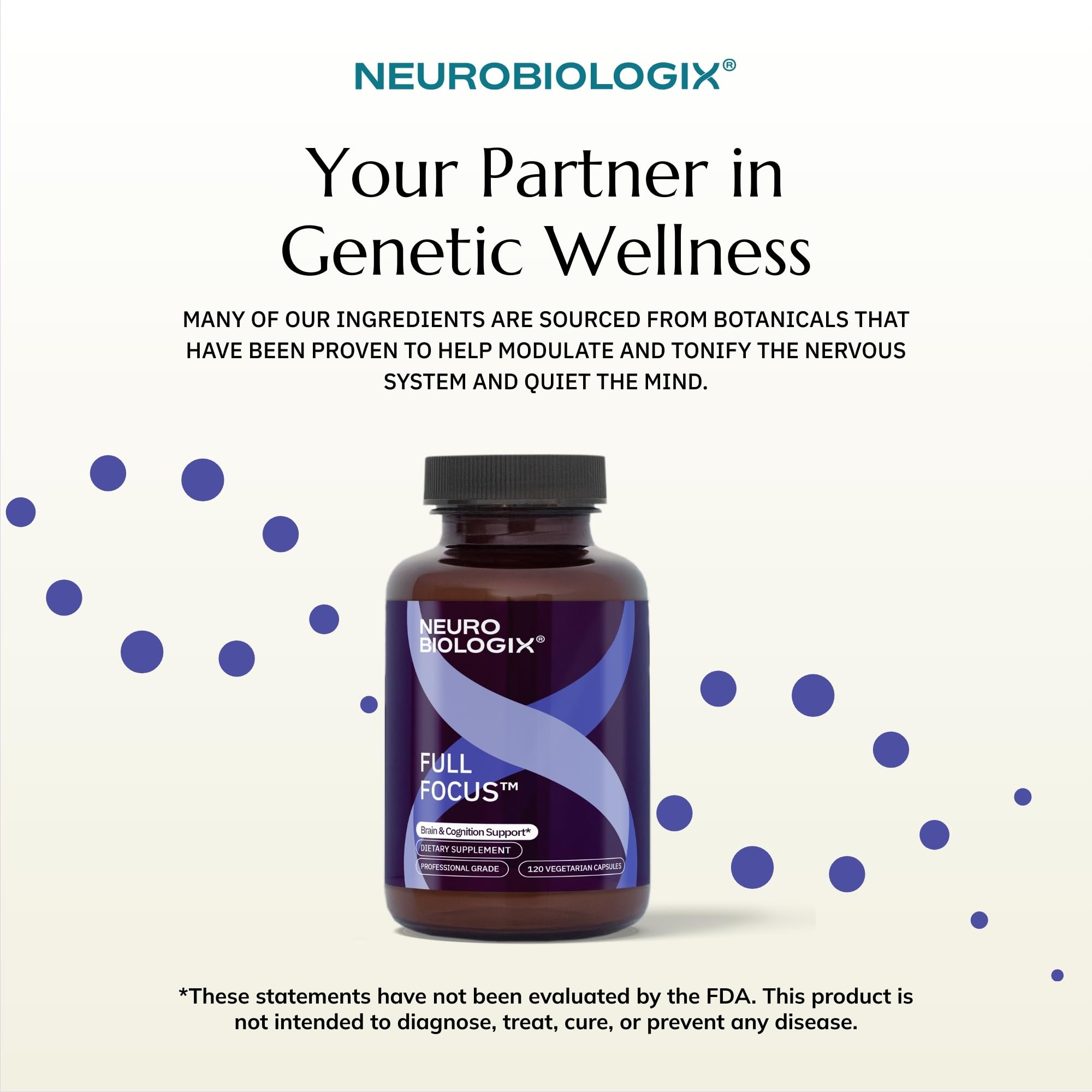 Neurobiologix Full Focus capsules with orange flavor on display.