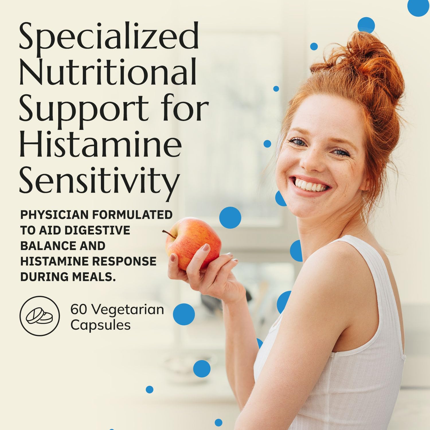 Neurobiologix Gut Histamine Support label closeup highlighting vitamin C and natural ingredients.