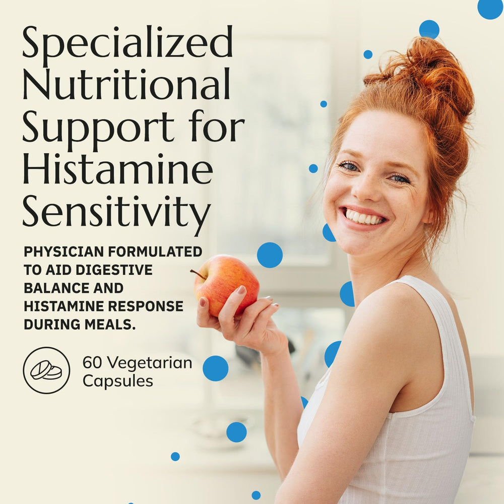 Neurobiologix Gut Histamine Support label closeup highlighting vitamin C and natural ingredients.