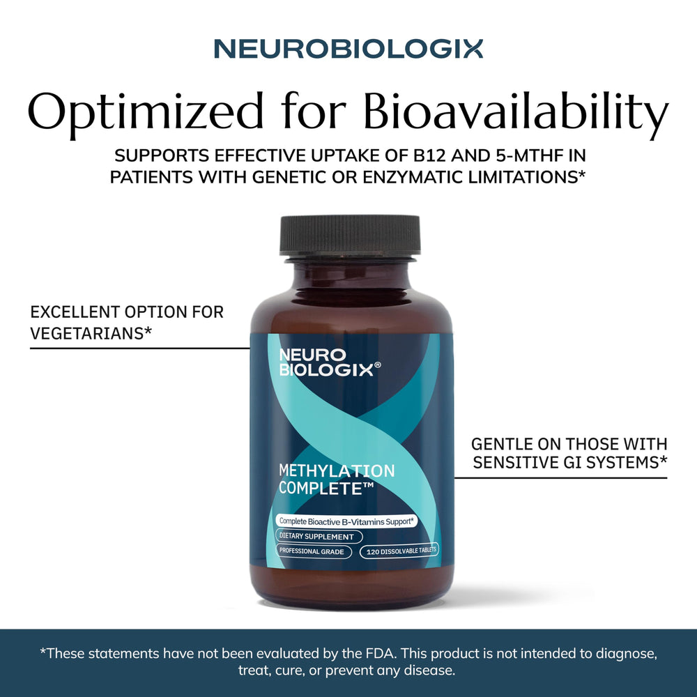 Neurobiologix Methylation Complete non-GMO stamp on packaging.