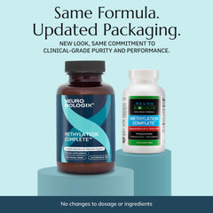 Neurobiologix Methylation Complete tablets closeup shows active methylfolate and B12.