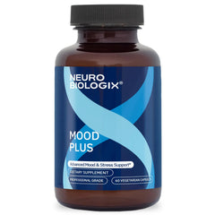 Neurobiologix Mood Plus bottle on a clean surface for daily balance.