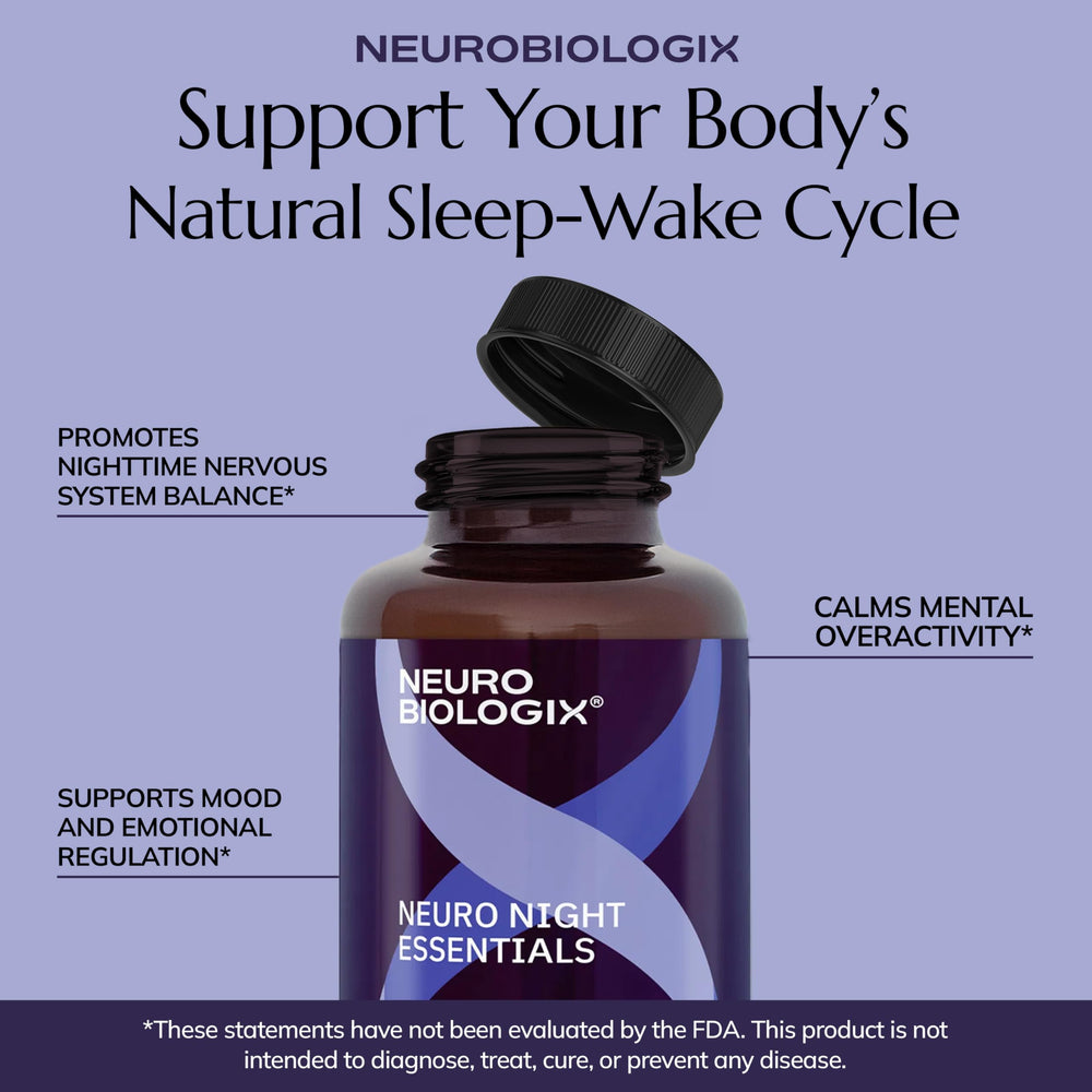 Neurobiologix Neuro Night Essentials ingredients showcase GABA L-theanine.