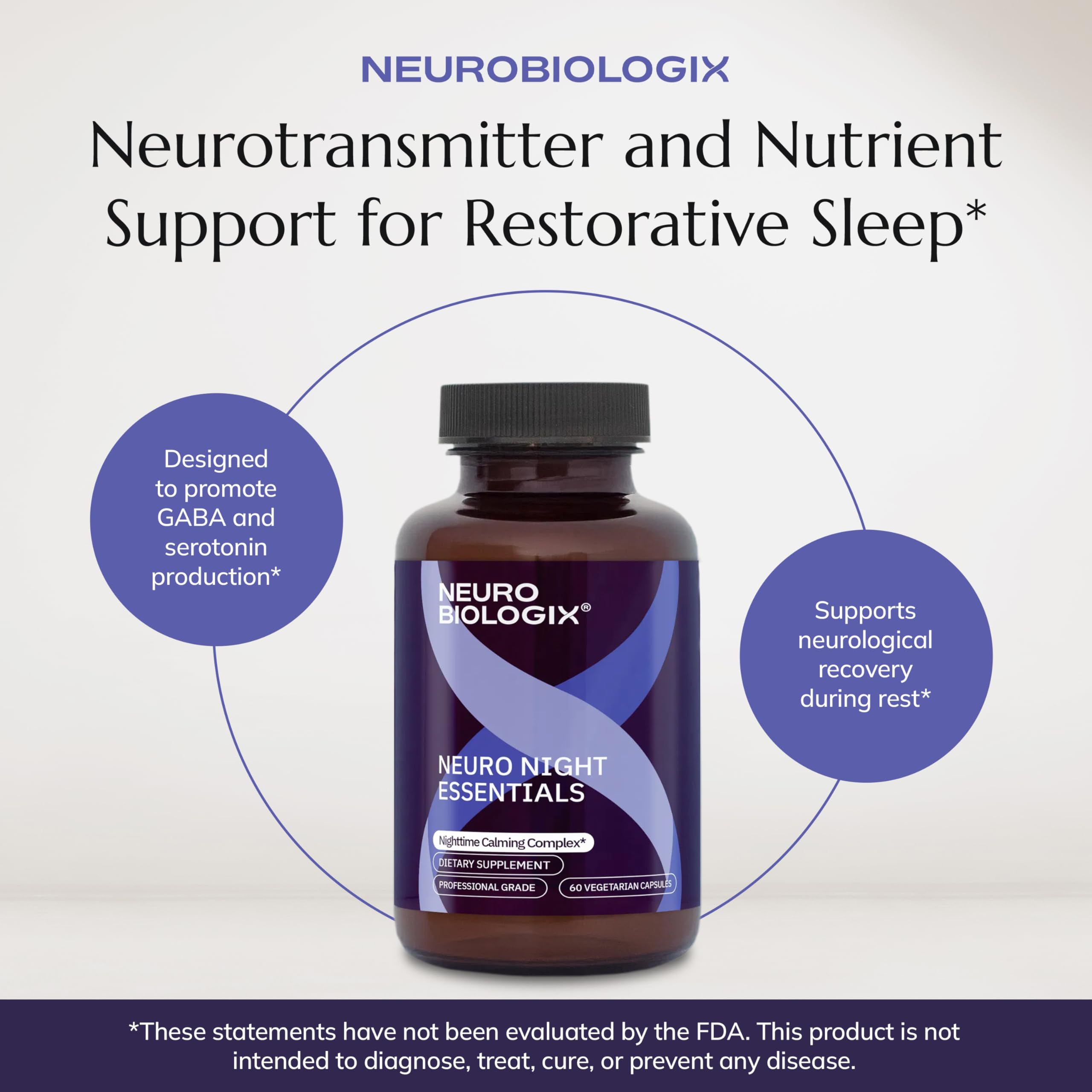 Neurobiologix Neuro Night Essentials botanicals evoke soothing properties.
