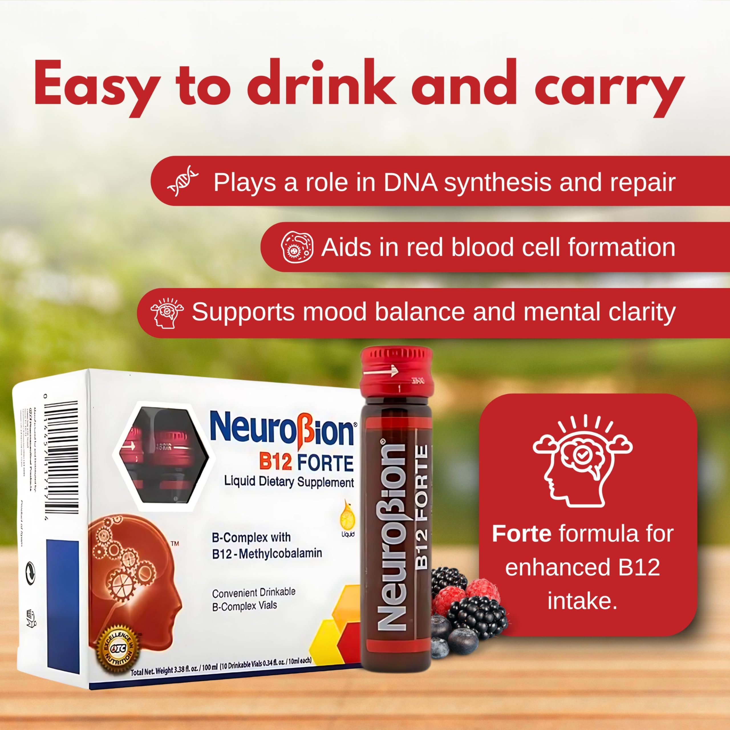 Neurobion B12 Forte label detail on the bottle.