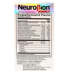 Neurobion Energy Amino Acids bottle back view provides dosage and key ingredients