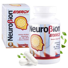 Neurobion Energy bottle with 60 capsules for daily stamina and focus.