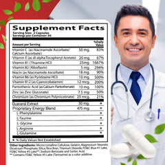 Neurobion Energy bottle label highlights B vitamins for energy support.