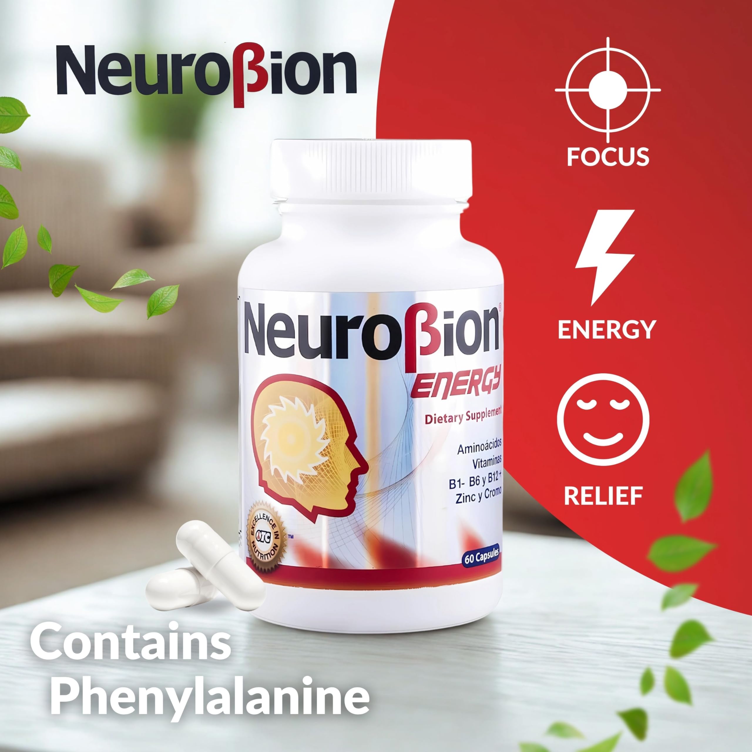 Neurobion Energy capsules spilled on white surface illustrate daily use.