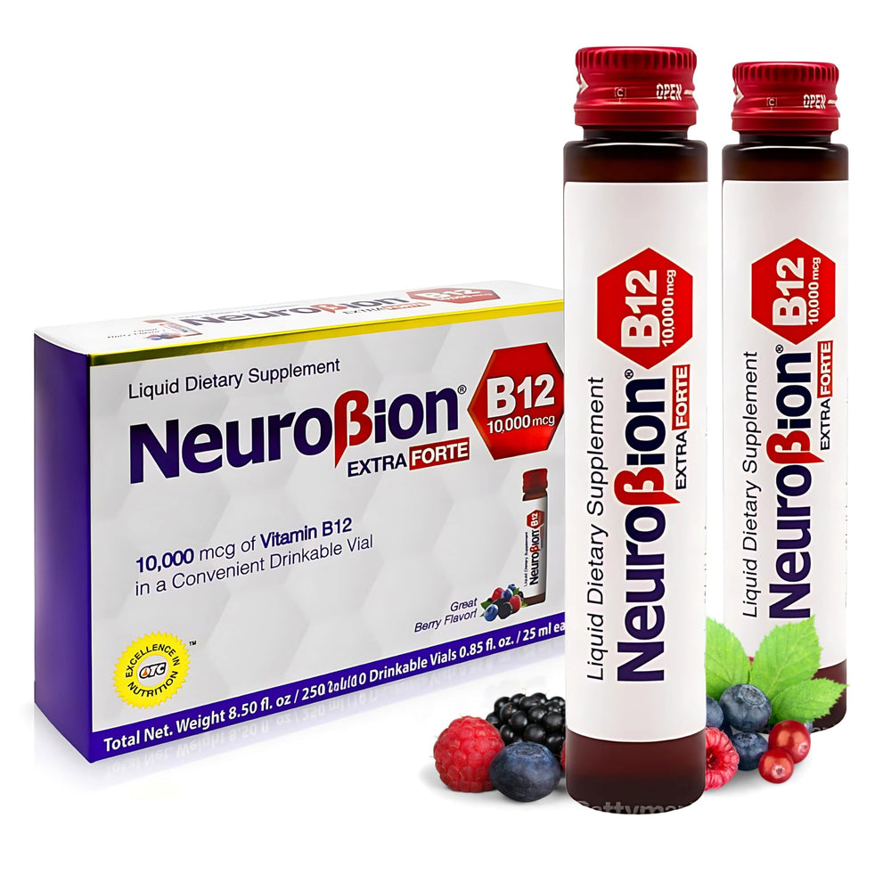 Neurobion Extra Forte B12 vial open for fast caffeine-free energy