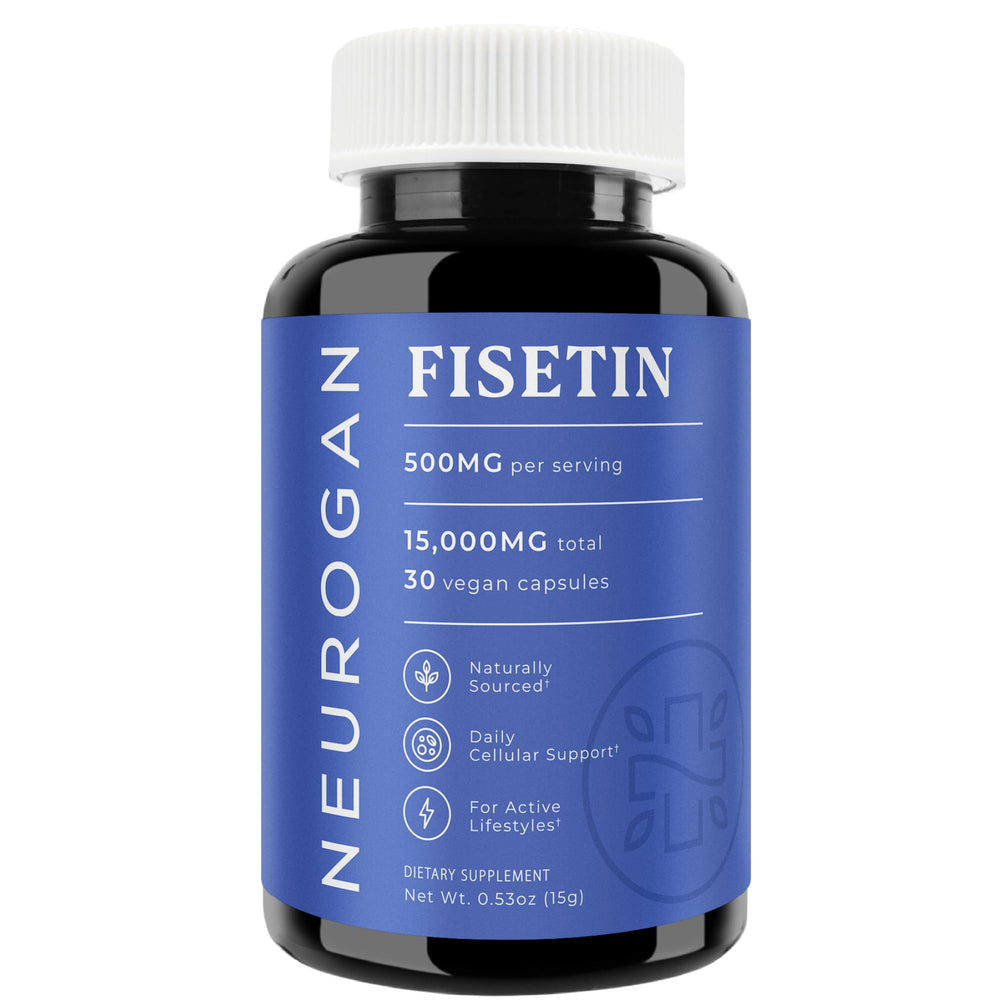 Neurogan Fisetin bottle with capsules for daily wellness support.