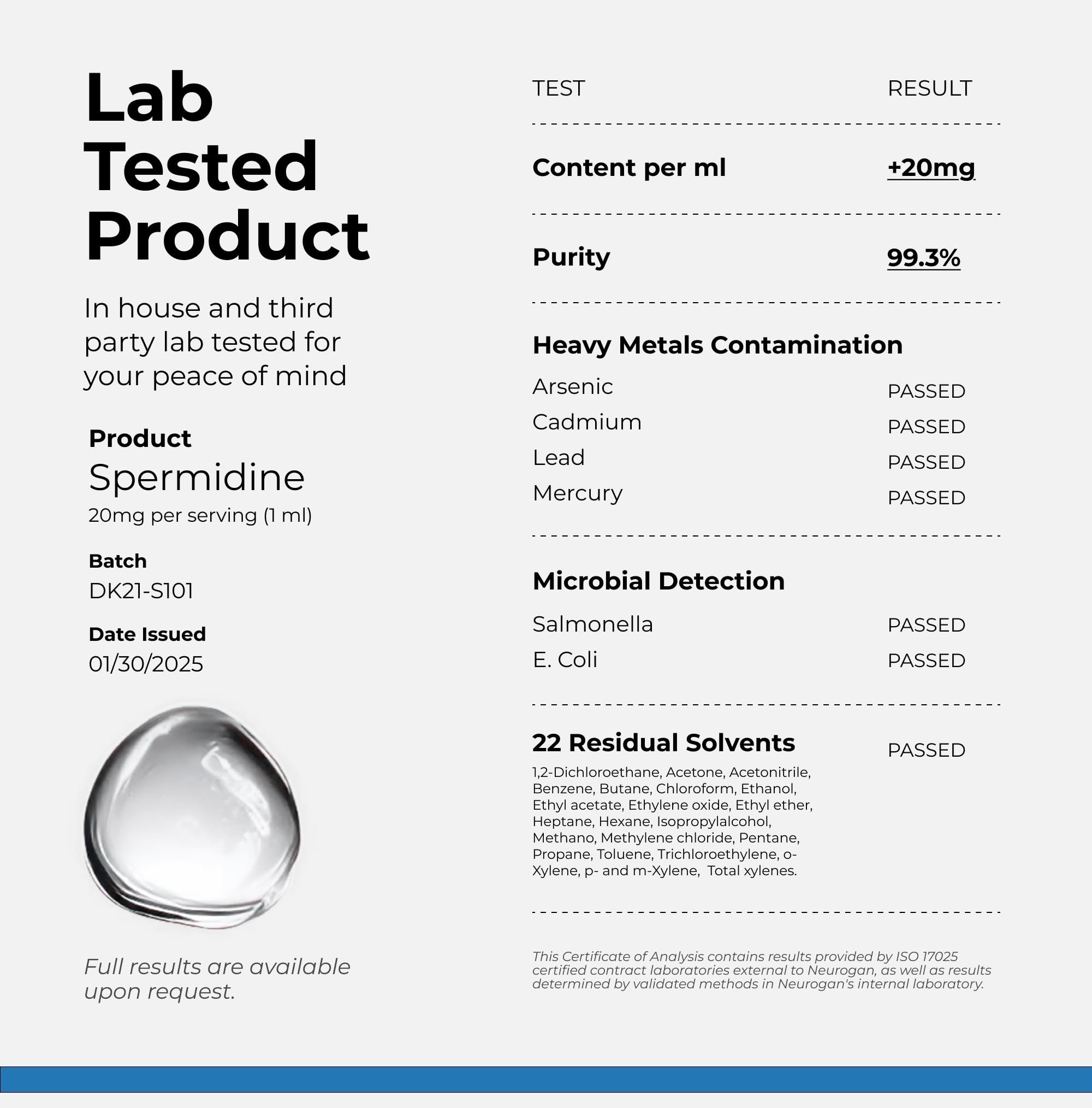 Neurogan Spermidine drops offer convenient use for cellular renewal routines.